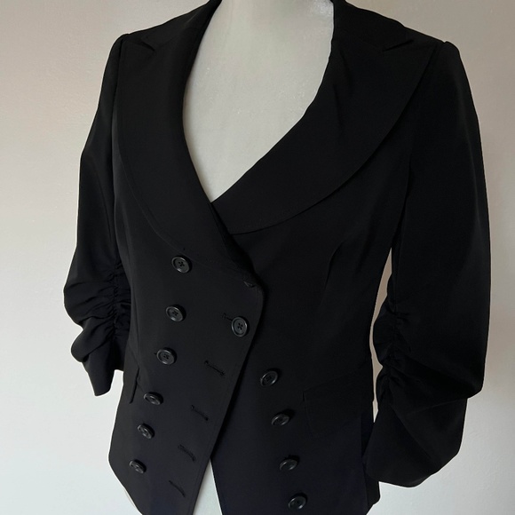 VINTAGE Elizabeth and James blazer - black, double breasted, ruched sleeves - Picture 9 of 16